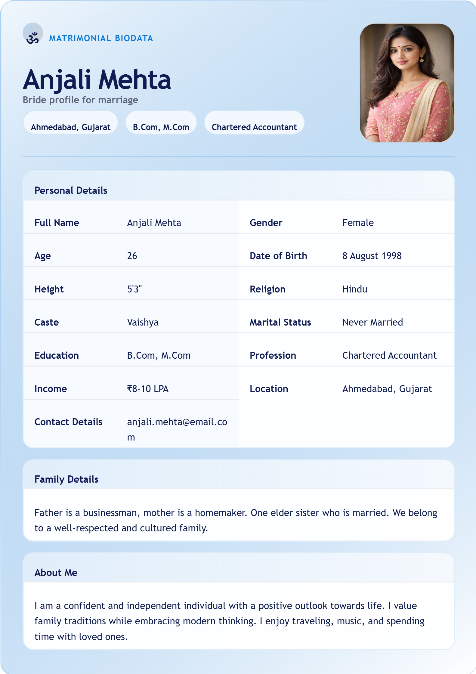Marriage biodata maker live preview image