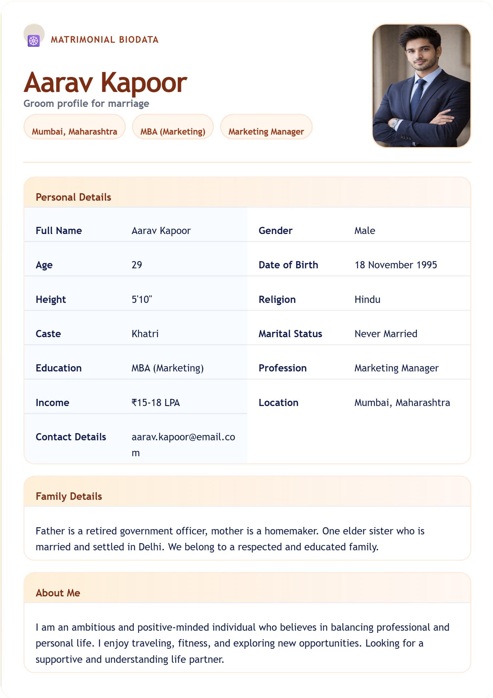 Premium biodata template preview